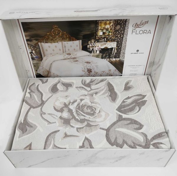 Покривало My Bed Жакард 240x260 з наволочками Flora Cappucino