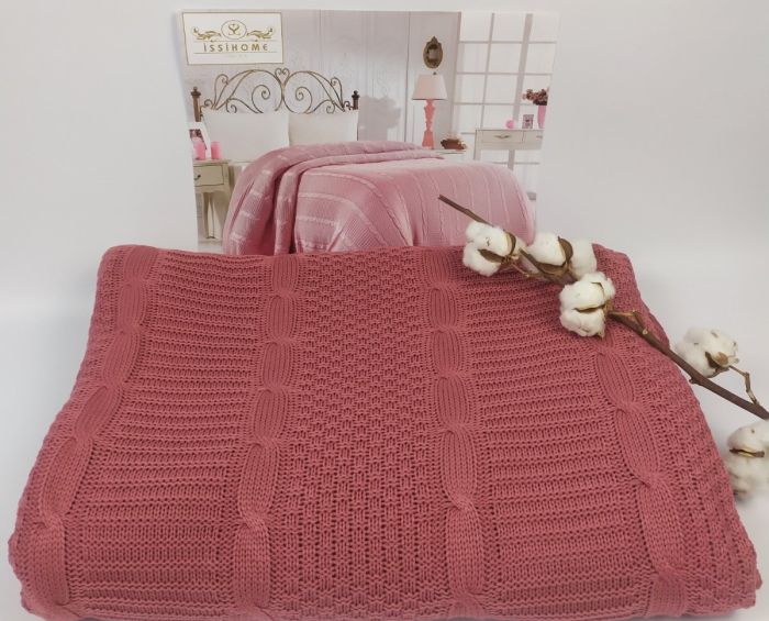 Плед вязаний Issihome Dirty- Pink  220х240