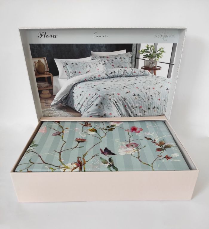 Постільна білизна Maison D'or сатин 200х220 Flora Mint
