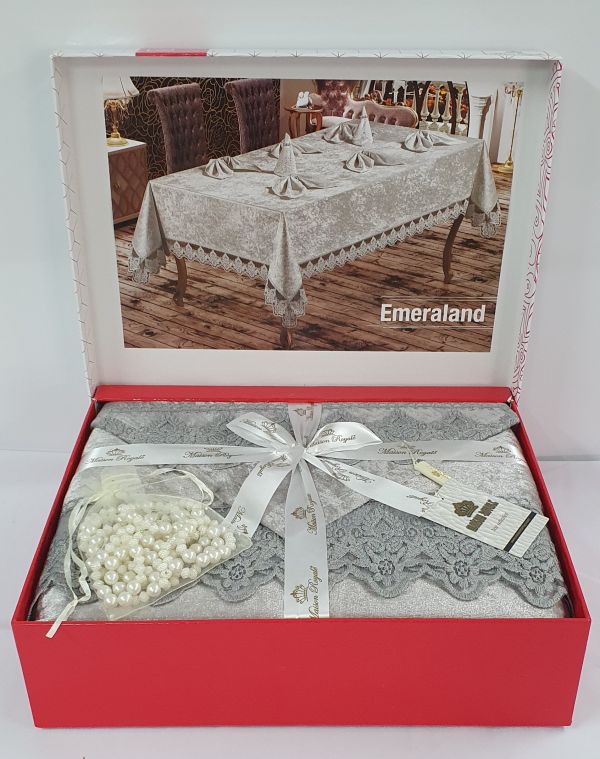 Скатертина Set Велюр Maison Royale 160x220+100x100 Diamond Grey