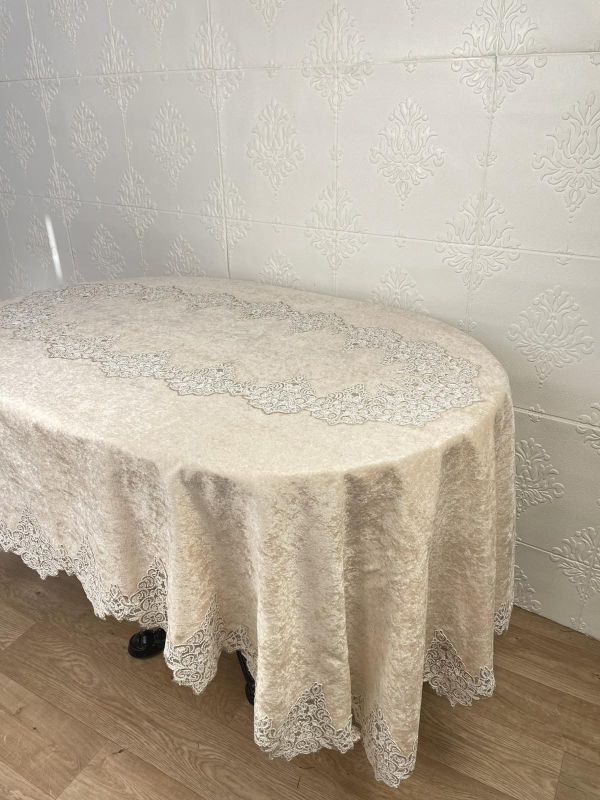 Скатертина Велюр Acme Tekstil 160x220 ovale Queen Capiccino PVS