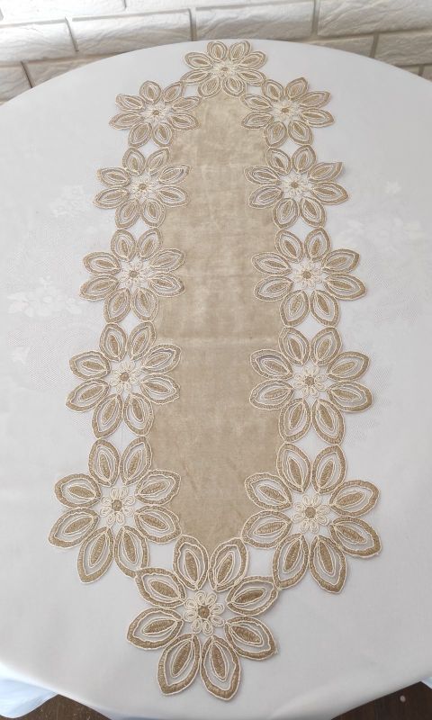 Доріжка велюрова Acme з мереживом 45*140 Daisy Gold
