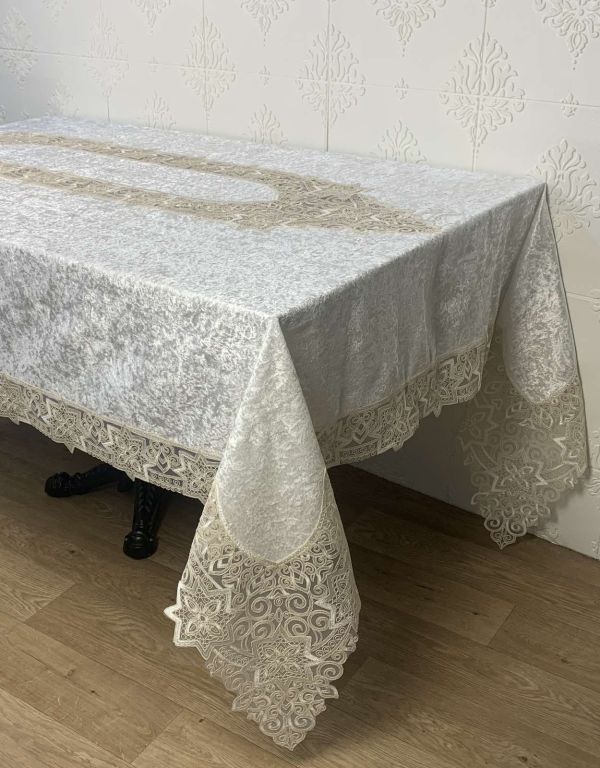 Скатертина Велюр Acme Tekstil 160x220 Moonstar Krem PVS