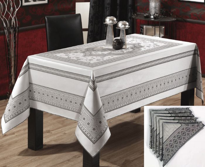 Скатертина Sagol тефлон 160x300 St-052 Grey + 8 серветок 45 см *