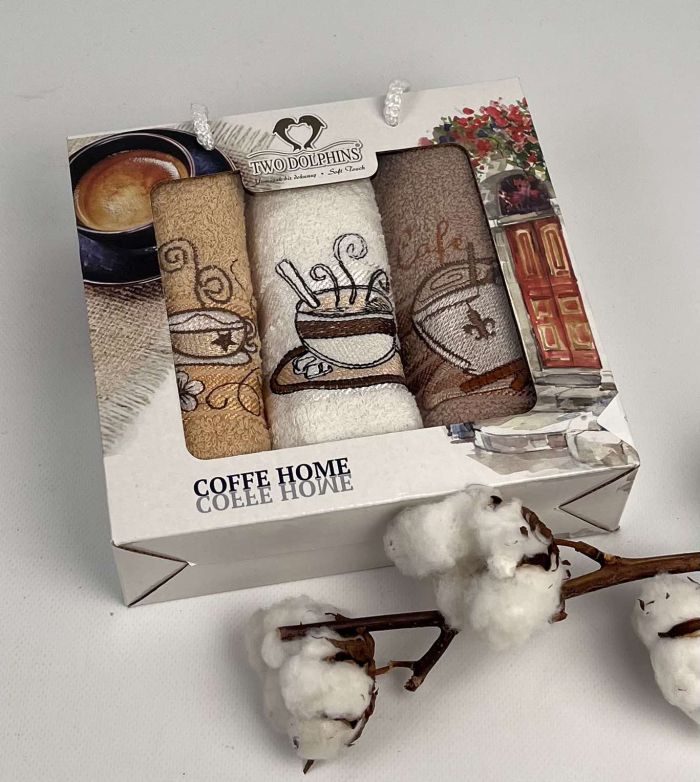Набір кухонних рушників 3шт Two Dolphins 30x50 Coffe Home