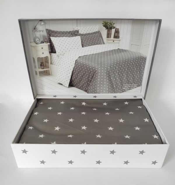 Постільна білизна Maison D'or сатин 200х220 Stars Grey