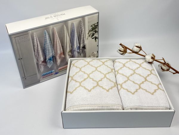 Рушники Maison D'or 2шт Lorenza Beige-White