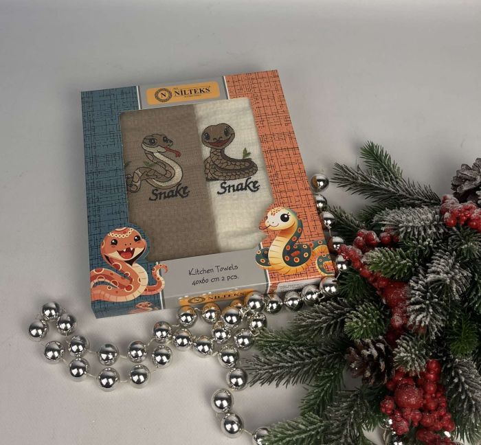Набір вафельних рушників Nilteks 2шт New Year Lux Snake 1