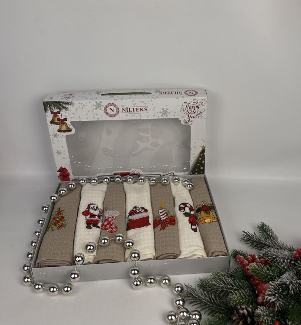Набір вафельних рушників Nilteks 7шт Christmas