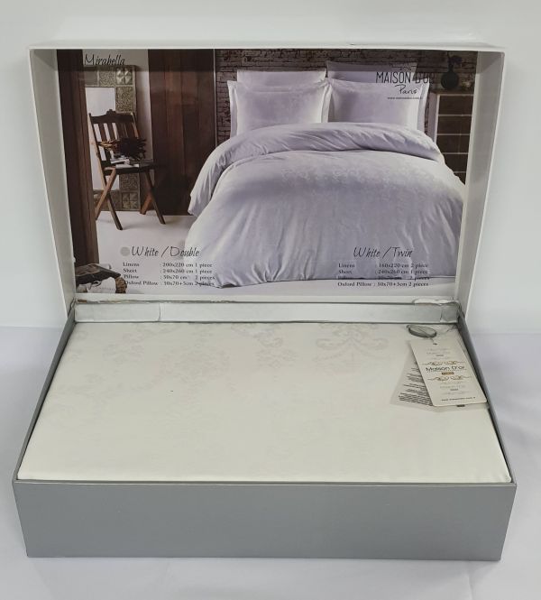 Постільна білизна Maison D'or сатин жаккард 200х220 Mirabella-2 White
