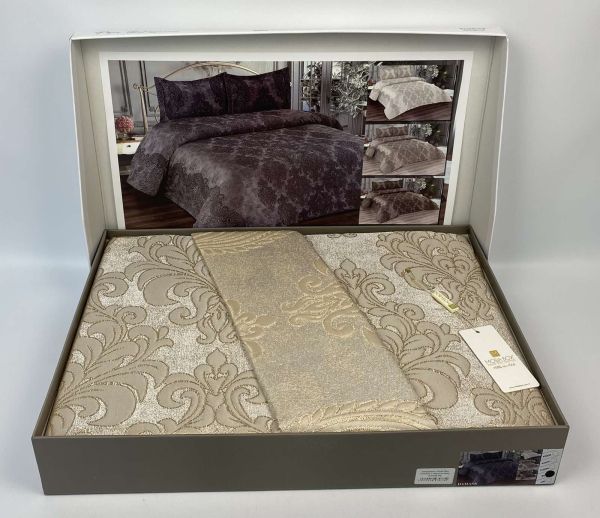 Покривало Moda Box 240х260 з наволочками Damask Bej
