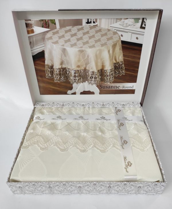 Скатертина з мереживом Maison Royale 160 круг Susanne Cream