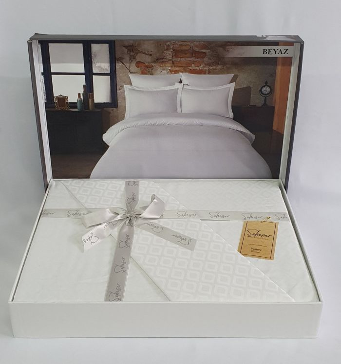 Постільна білизна Saheser Jacquard Vip Satin 200X220 Diamond Beyaz