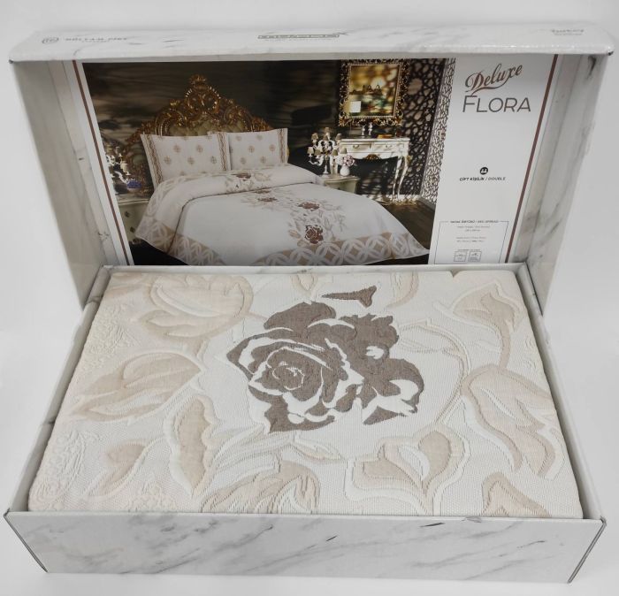 Покривало My Bed Жакард 240x260 з наволочками Flora Beige