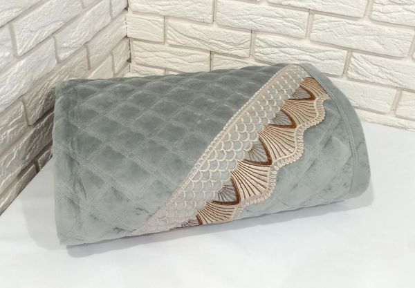 Покривало велюрове з мереживом Model-5 200x230 Gray