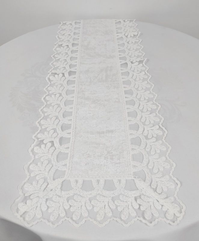 Доріжка велюрова Acme з мереживом 40*100 Amora Krem