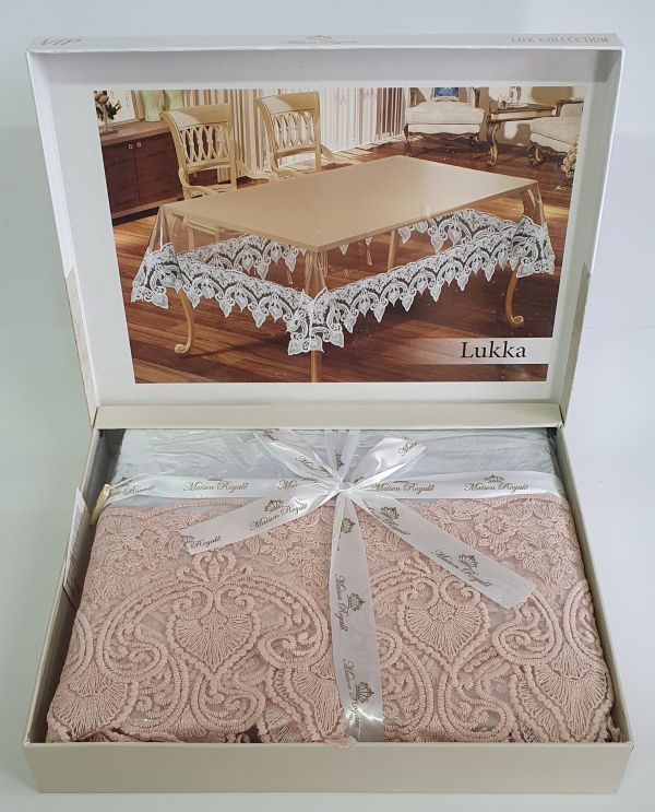 Силіконова скатертина з мереживом Maison Royale 160х300 Lukka Powder