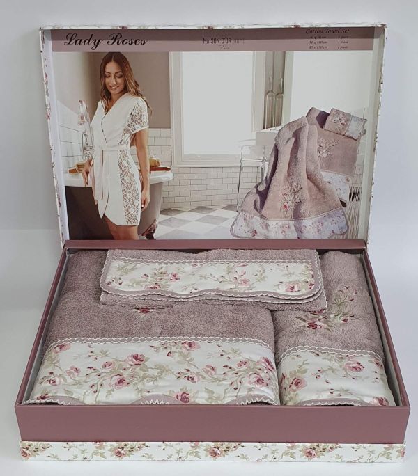 Рушники Maison D'or 3шт Lady Roses Dark Lilac