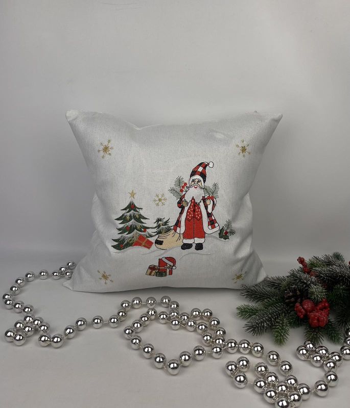 Наволочка новорічна 45х45 Santa White