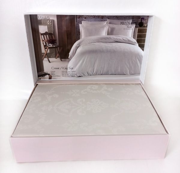 Постільна білизна Maison D'or сатин жаккард 260х240 King Size Mirabella Cream