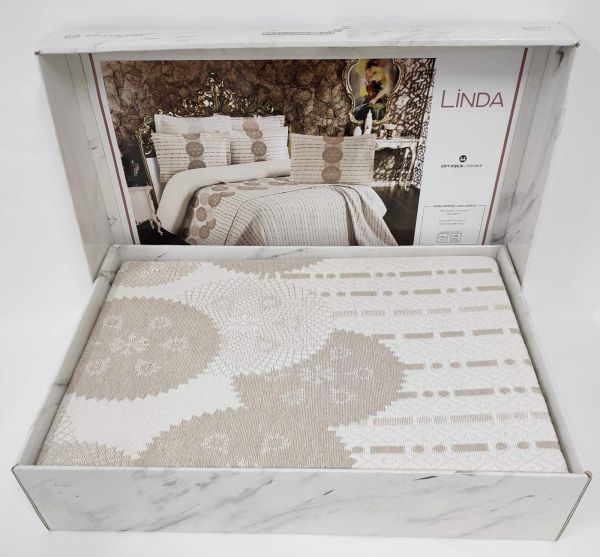 Покривало My Bed Жакард 240x260 з наволочками Linda Beige