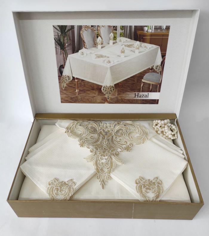 Скатертина Set Maison Royale 160x220+8 psc Hazal Krem