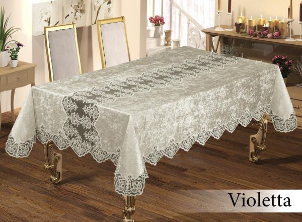 Скатертина Велюр в PVC Maison Royale 160x220 Violetta Cream