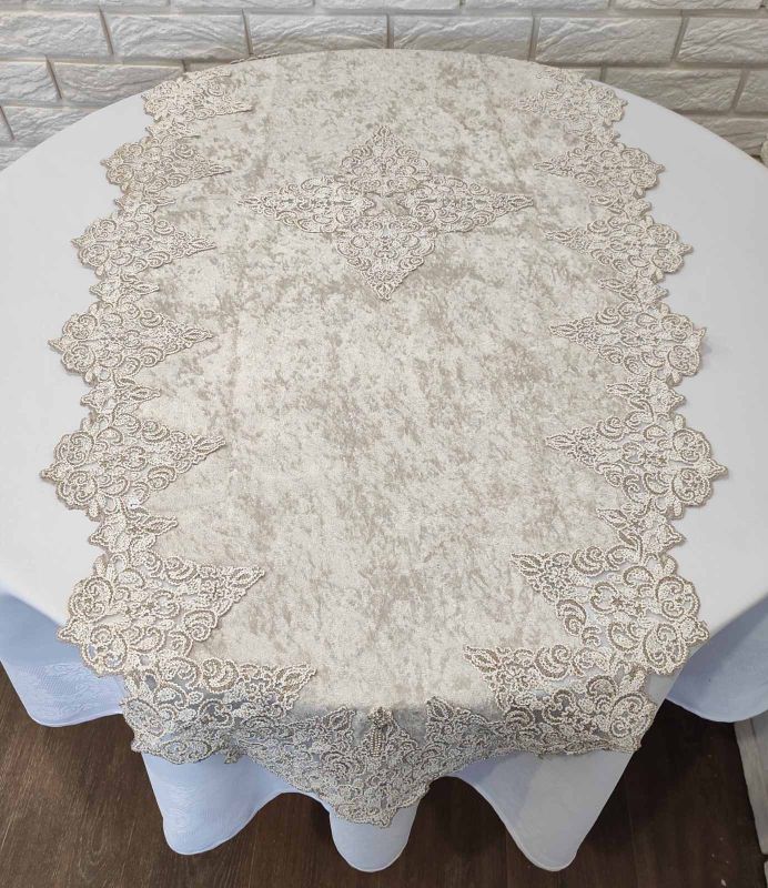 Доріжка велюрова Acme з мереживом 70*160 Queen Cappicino