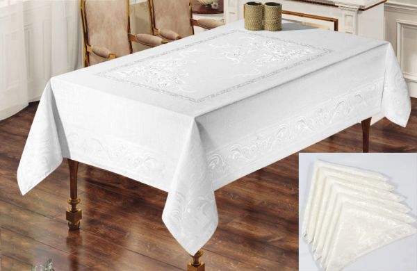 Скатертина Sagol тефлон 160x400 Sgl-003 White + 10 серветок *