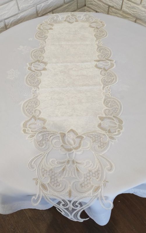 Доріжка велюрова Acme з мереживом 40*140 Rose Cream
