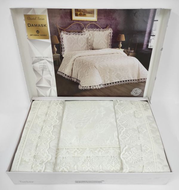 Покривало My Bed Жакард 240x260 з наволочками Damask Cream