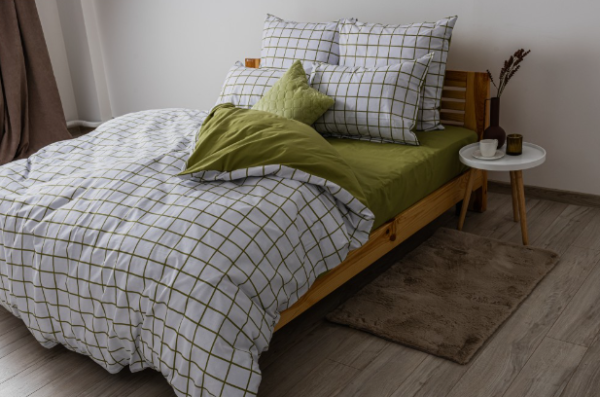 Комплект постільної білизни "Happy Sleep"сімейний (Olive Check 50*70)