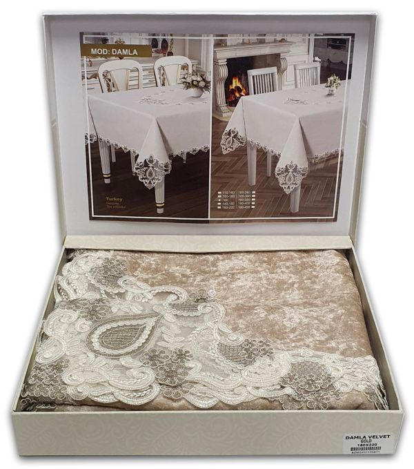 Скатертина Велюр Acme Tekstil 160x300 Damla Capiccino