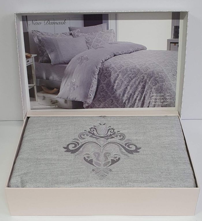 Постільна білизна Maison D'or сатин 200х220 New Damask Grey