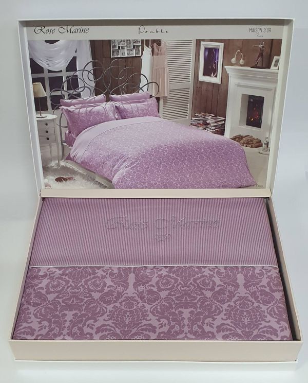 Постільна білизна Maison D'or сатин сімейна Rose Marine Dark Lilac
