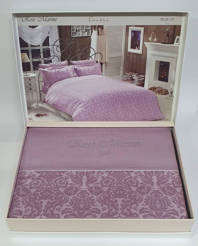 Постільна білизна Maison D'or сатин сімейна Rose Marine Dark Lilac