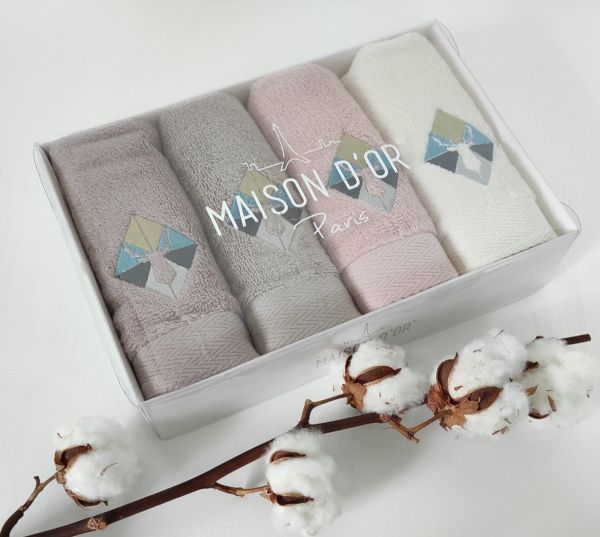 Рушники Maison D'or 4шт Cerfy 30x50 Beige-Ecru-Rose-Dark Lilac