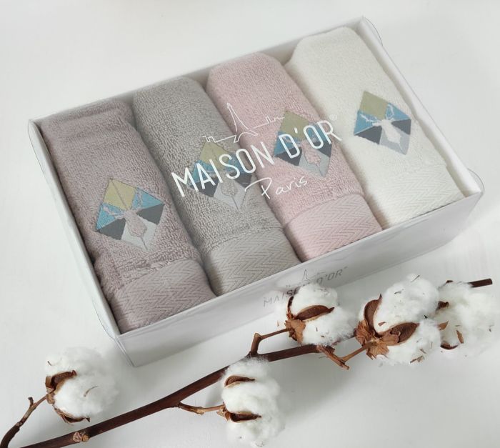 Рушники Maison D'or 4шт Cerfy 30x50 Beige-Ecru-Rose-Dark Lilac