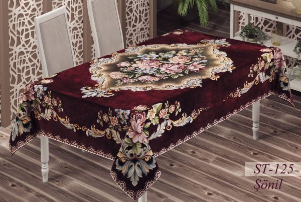 Скатертина велюрова Sagol 160х260 St-125 V-4  Bordo