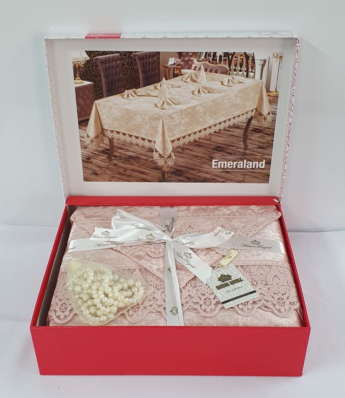 Скатертина Set Велюр Maison Royale 160x350+12 psc Emerald Powder