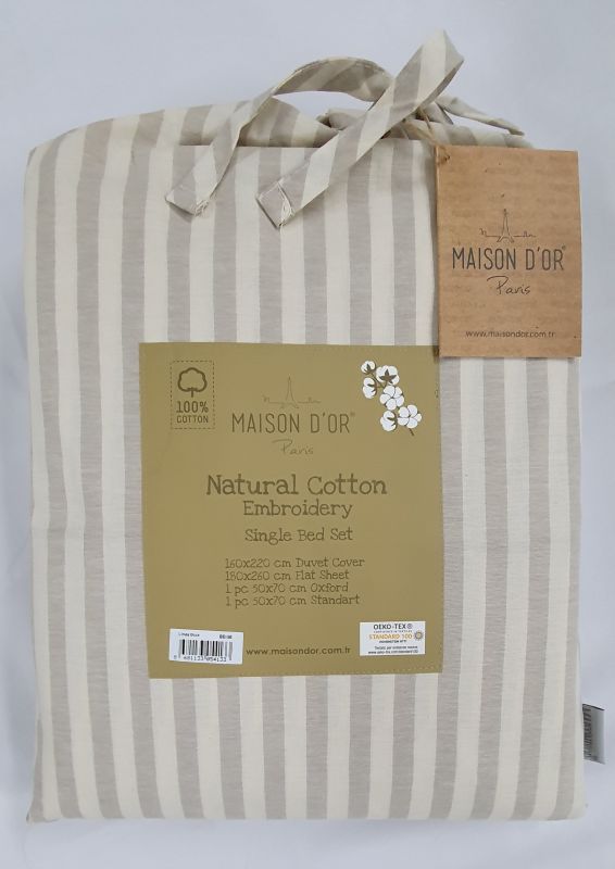 Постільна білизна Maison D'or ранфорс полоска 160х220 Lines thick Grey