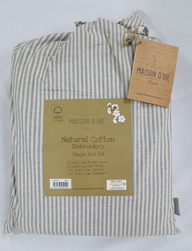 Постільна білизна Maison D'or ранфорс полоска 160х220 Lines Grey