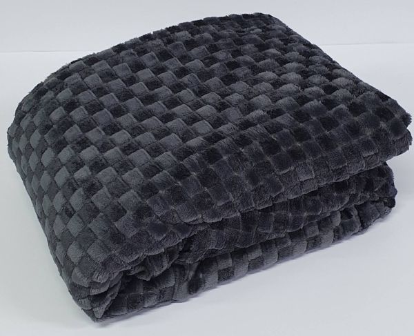 Покривало велюр шахмати 200х220 Anthracite
