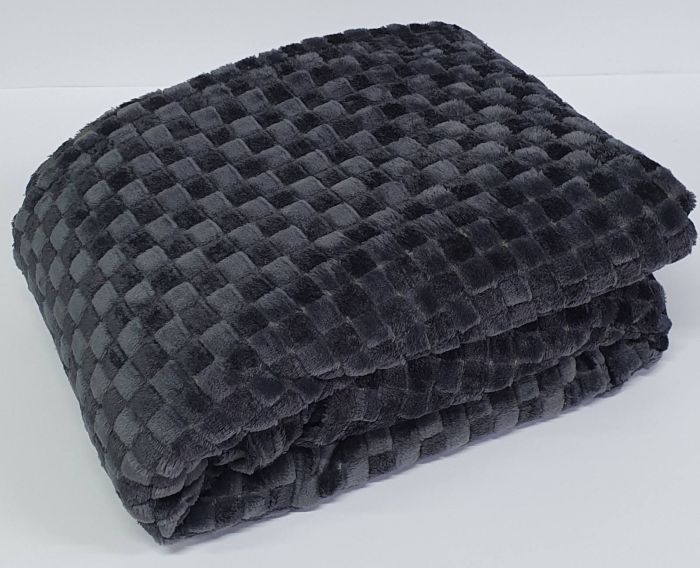 Покривало велюр шахмати 200х220 Anthracite