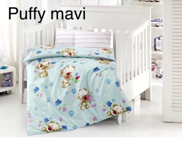 Постільна білизна Altinbasak ранфорс 100x150 см Puffy mavi