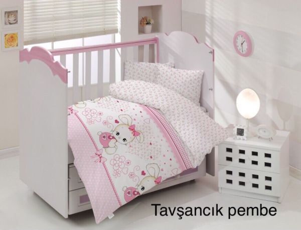 Постільна білизна Altinbasak ранфорс 100x150 см Tavsancik pembe