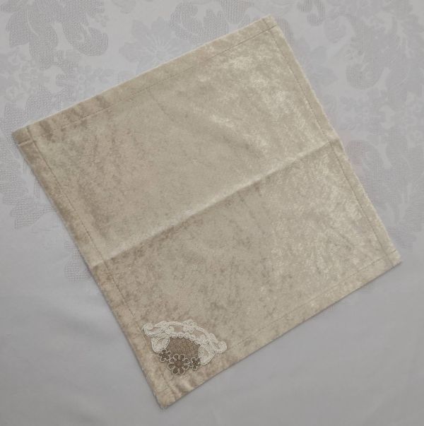 Серветка велюрова Acme з мереживом 35*35 Damla Cappicino