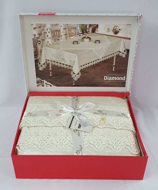 Скатертина Set Велюр Maison Royale 160x300+100x100 Diamond Cream