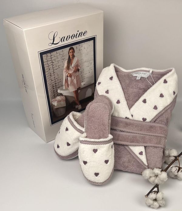 Халат жіночий Maison D'or Lavoine Hearts Dark Lilac S