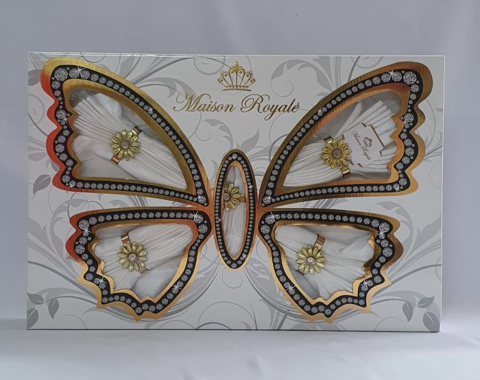Скатертина Kurdeleli Set Maison Royale 160x220+8 psc Cream